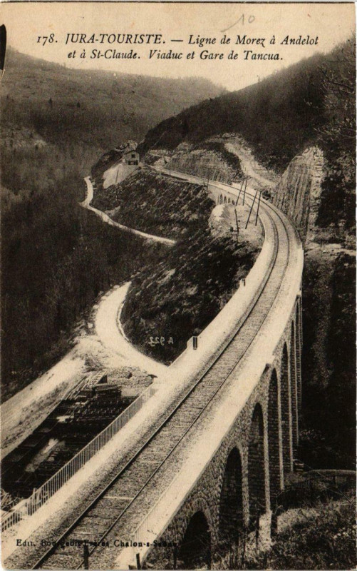 Carte postale ancienne Ligne de Morez a Andelot Viaduc et Gare de Tancua.