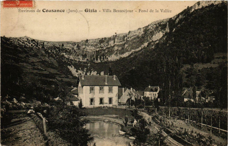Carte postale ancienne Env. de Cousance Gizia Villa Beausejour Fond de la Vallée. à Cousance