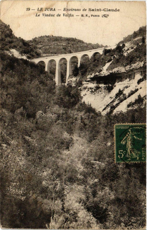 Carte postale ancienne Env. De Saint-Lcaude Le Viaduc de Valfin.