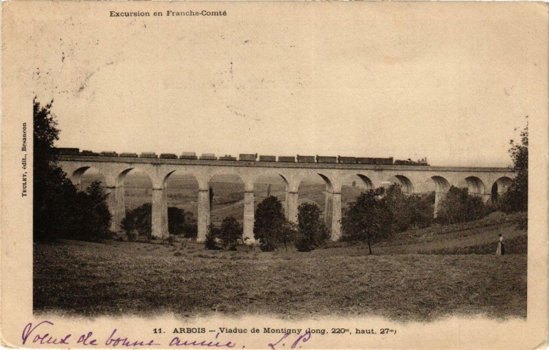 Carte postale ancienne Arbois Viaduc de Montigny Excursion en Franche-Comté à Arbois