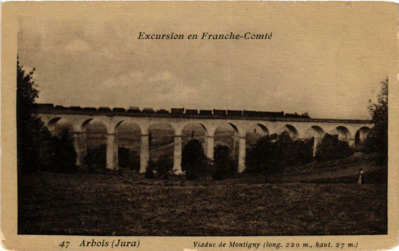 Carte postale ancienne Arbois Viaduc de Montigny Excursion en Franche-Comté à Arbois