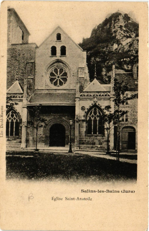 Carte postale ancienne Salins-les-Bains Eglise Saint-Anatoile à Salins-les-Bains