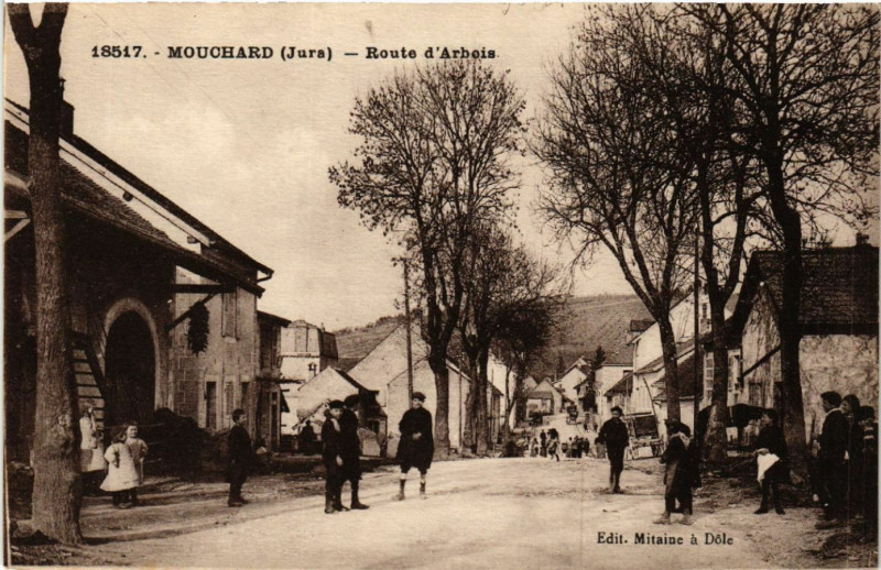 Carte postale ancienne Mouchard Route d'Arbois à Mouchard