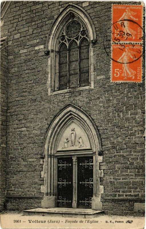 Carte postale ancienne Voiteur Facade de l'Eglise à Voiteur