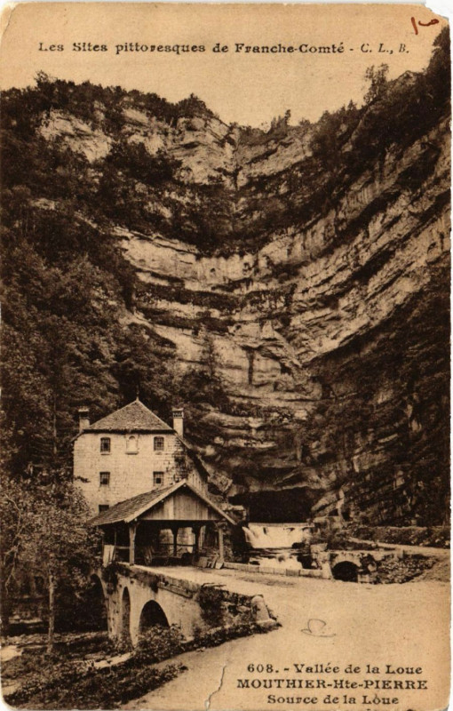 Carte postale ancienne Vallée de la Loue-Mouthier Hte Pierre-Source de la Loue à Our