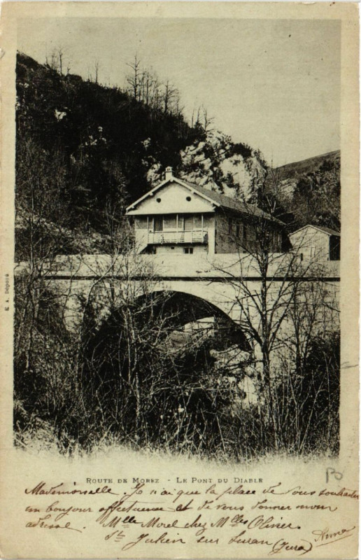 Carte postale ancienne Route de Morez Le pont du Diable