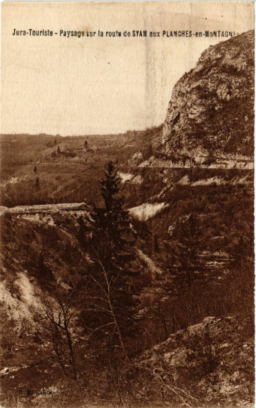 Carte postale ancienne Paysage sur la route de Syam aux Planches-en-Montagne à Syam