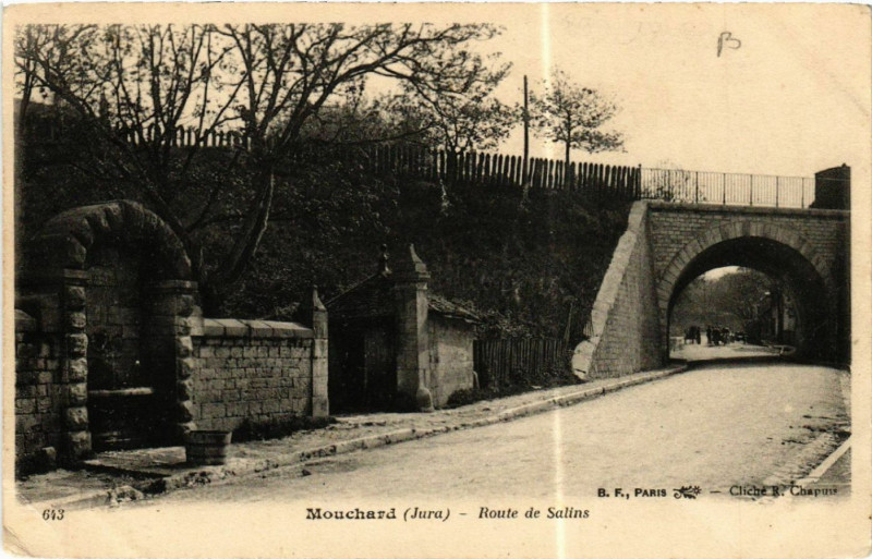 Carte postale ancienne Mouchard Route de Salins à Mouchard