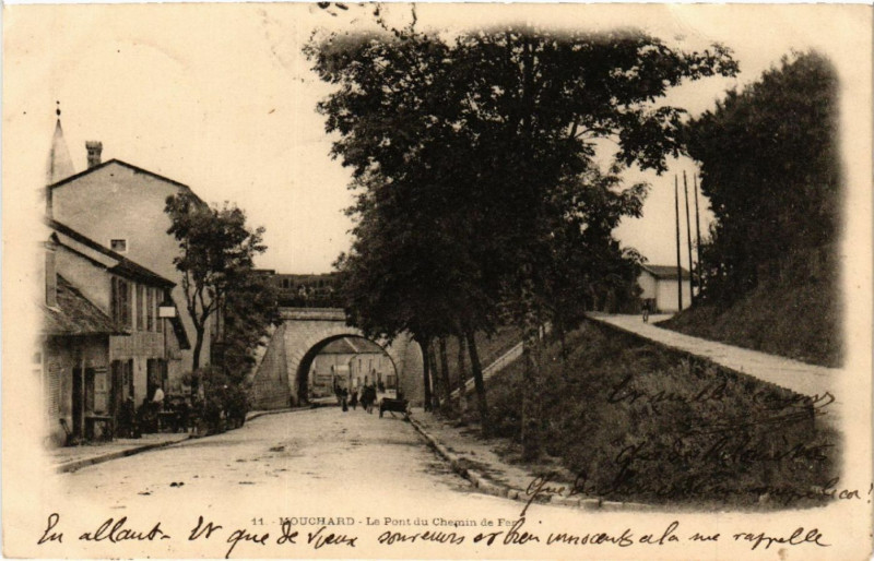 Carte postale ancienne Mouchard Le Pont du Chemin de Fer à Mouchard