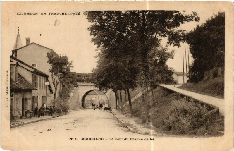 Carte postale ancienne Mouchard Le Pont du Chemin de fer à Mouchard