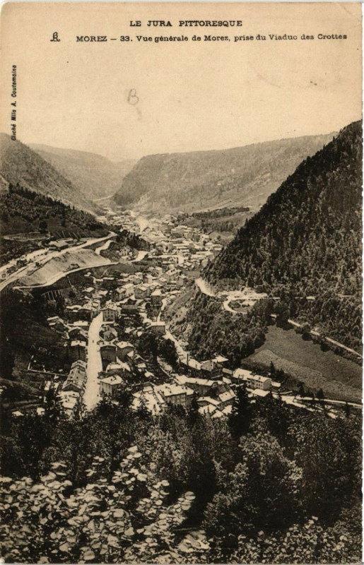 Carte postale ancienne Morez Vue générale prise du Viaduc des Grottes