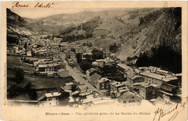 Carte postale ancienne Morez vue générale prise de la Roche du Bechet