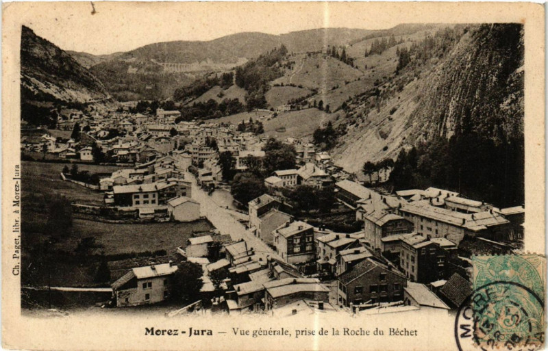 Carte postale ancienne Morez Vue générale prise de la Roche du Beche