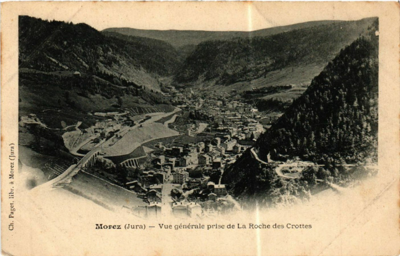 Carte postale ancienne Morez Vue générale prise de la Roche des Grottes