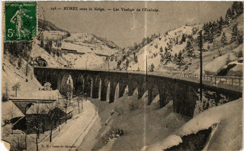 Carte postale ancienne Morez sous la neige Les Viaducs de l'Evalude