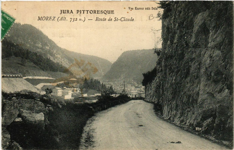 Carte postale ancienne Morez Route de Saint-Claude à Saint-Claude