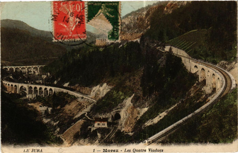 Carte postale ancienne Morez Les Quatre Viaducs