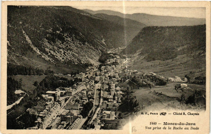 Carte postale ancienne Morez du Jura Vue prise de la Roche au Dade