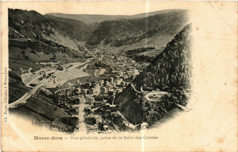 Carte postale ancienne Morez du Jura Vue générale prise de la Dent des Grottes