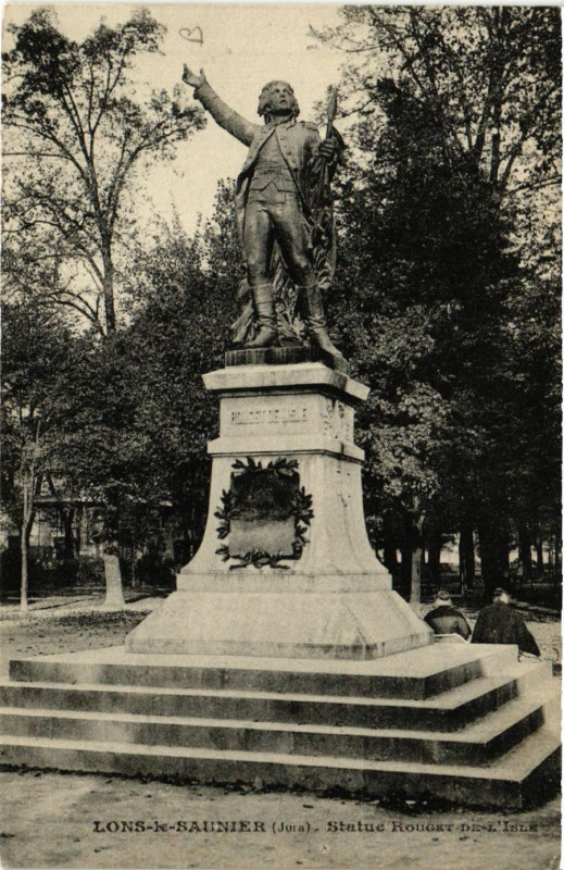 Carte postale ancienne Lons le Saunier Statue de Rouget de l'Isle à Lons-le-Saunier
