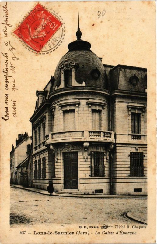 Carte postale ancienne Lons le Saunier La Caisse d'Epargne à Lons-le-Saunier