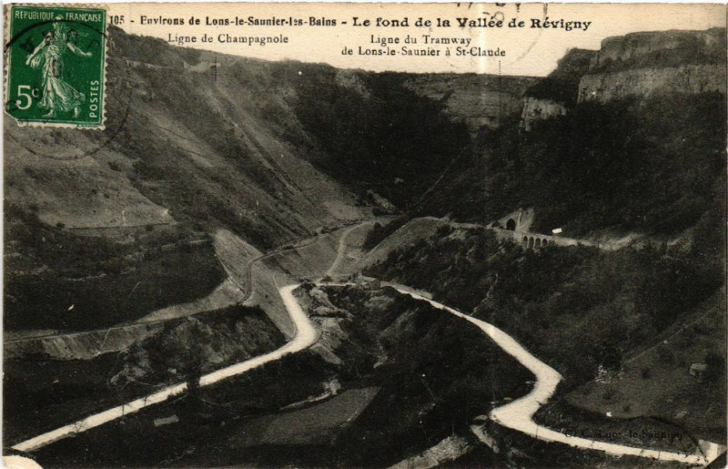 Carte postale ancienne Env.de Lons le Saunier Le fond de la Vallée de Revigny à Revigny