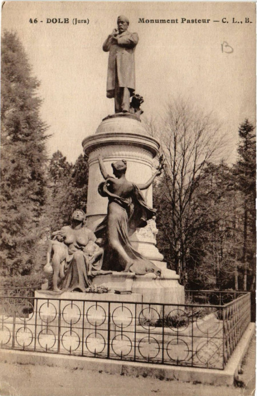 Carte postale ancienne Dole Monument Pasteur à Dole