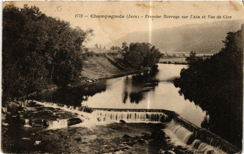 Carte postale ancienne Champagnole Premier Barrage sur l'Ain et Vue de Cize à Champagnole