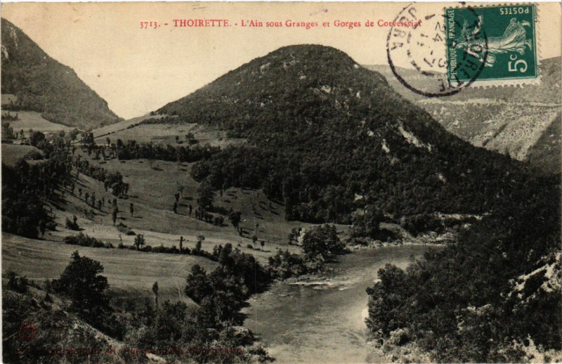 Carte postale ancienne Thoirette L'Ain sous Granges et Gorges de Corveissiat