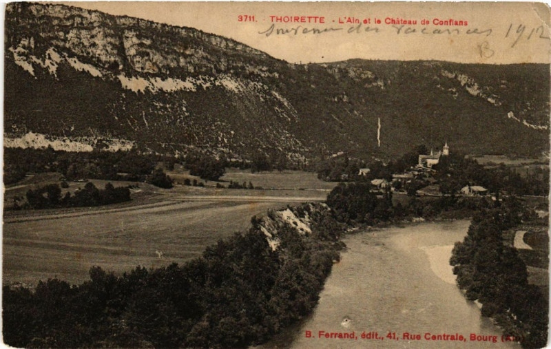 Carte postale ancienne Thoirette L'Ain et le Chateau de Conflans