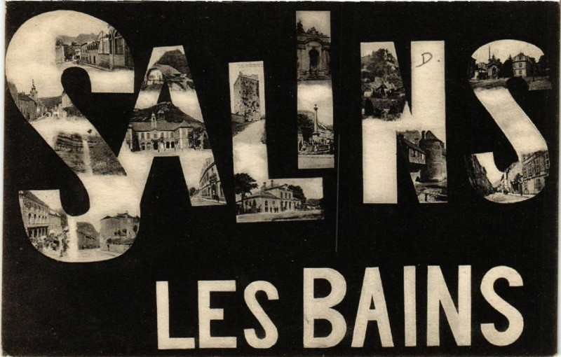 Carte postale ancienne Salins-les-Bains Souvenir à Salins-les-Bains