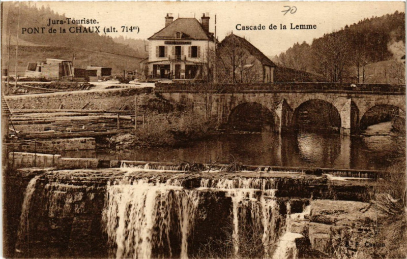 Carte postale ancienne Pont de la Chaux Cascade de la Lemme
