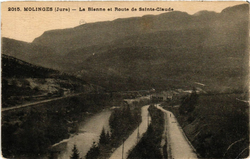 Carte postale ancienne Molinges La Bienne et Route de Sainte-Claude