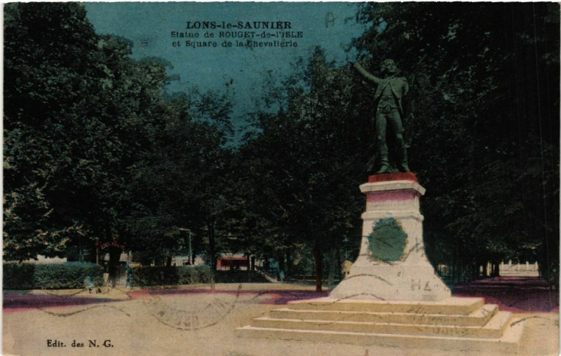 Carte postale ancienne Lons le Saunier Statue de Rouget de l'Isle à Lons-le-Saunier
