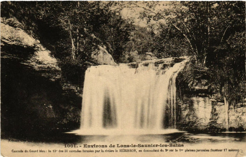 Carte postale ancienne Env.de Lons le Saunier Cascade du Gourd bleu à Lons-le-Saunier