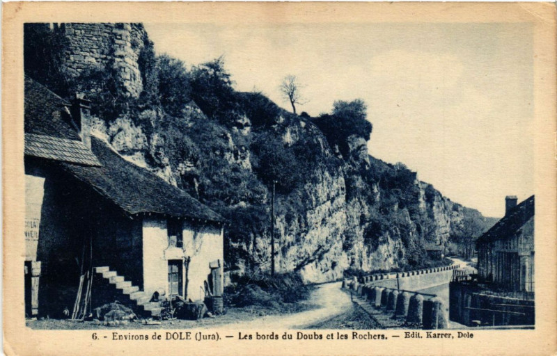 Carte postale ancienne Env.de Dole Les bords du Doubs et les Rochers à Dole
