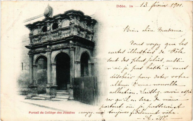Carte postale ancienne Dole Portail du College des Jesuites à Dole
