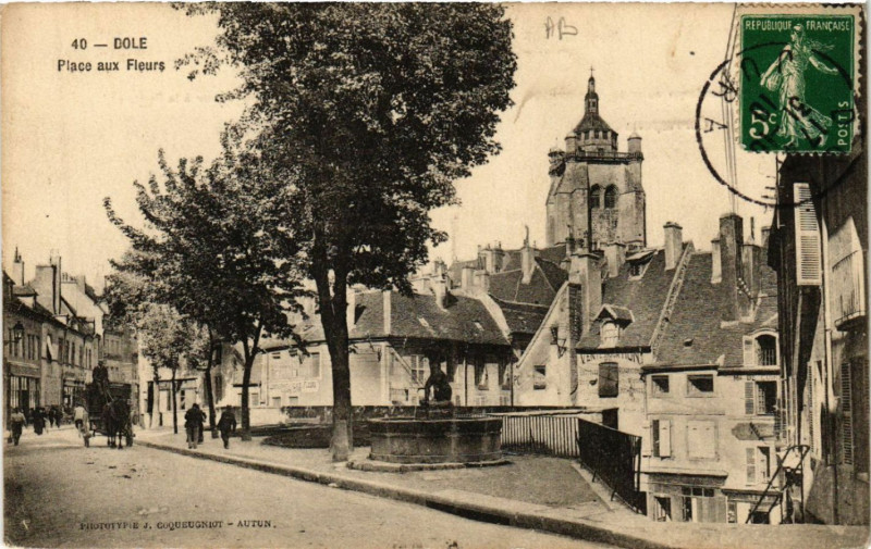 Carte postale ancienne Dole place aux Fleurs à Dole