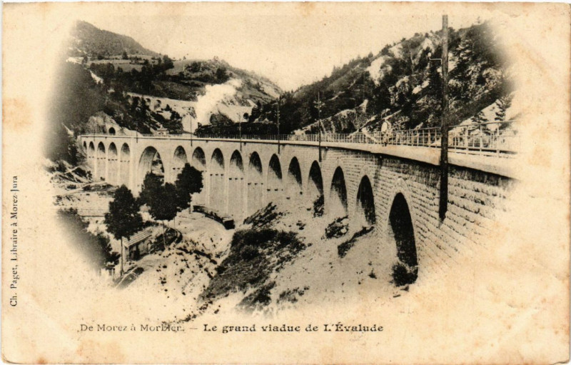 Carte postale ancienne De Morez a Morbier Le grand viaduc de l'Evalude à Morbier