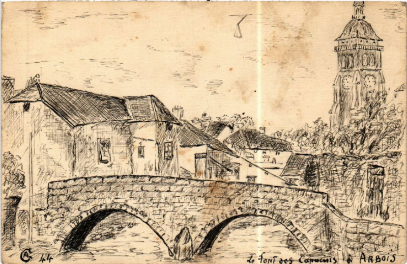 Carte postale ancienne Arbois Le Pont des Capucins à Arbois