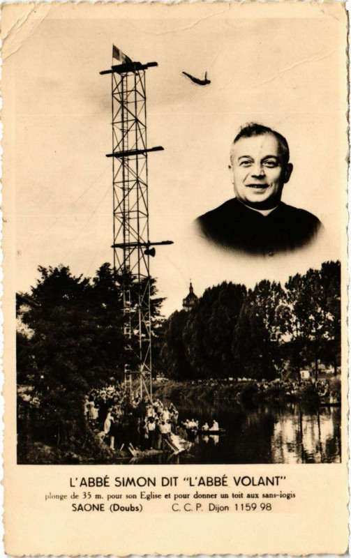 Carte postale ancienne Dole L'Abbé Simon dit L'Abbé Volant - Saone à Dole