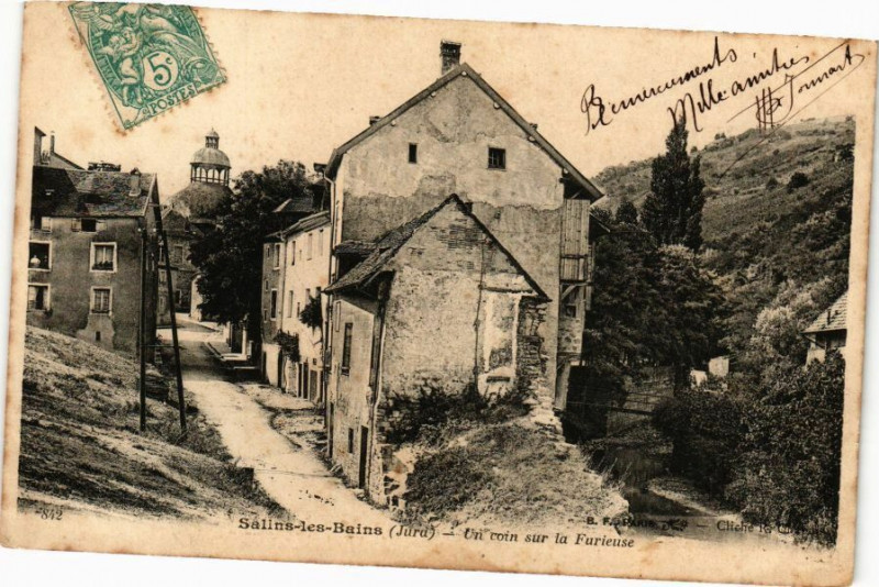Carte postale ancienne Salins-les-Bains-Un coin sur la Furieuse à Salins-les-Bains