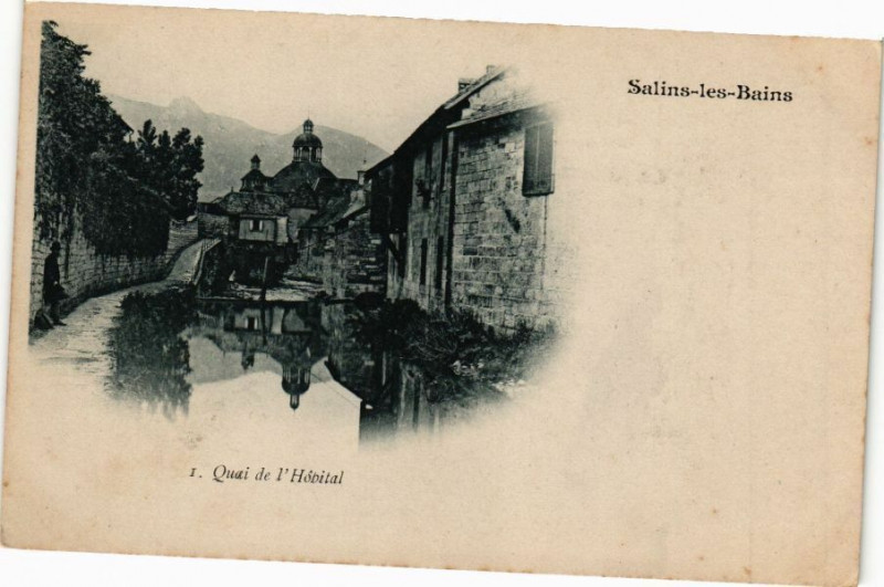 Carte postale ancienne Salins-les-Bains-Quai de l'Hopital à Salins-les-Bains