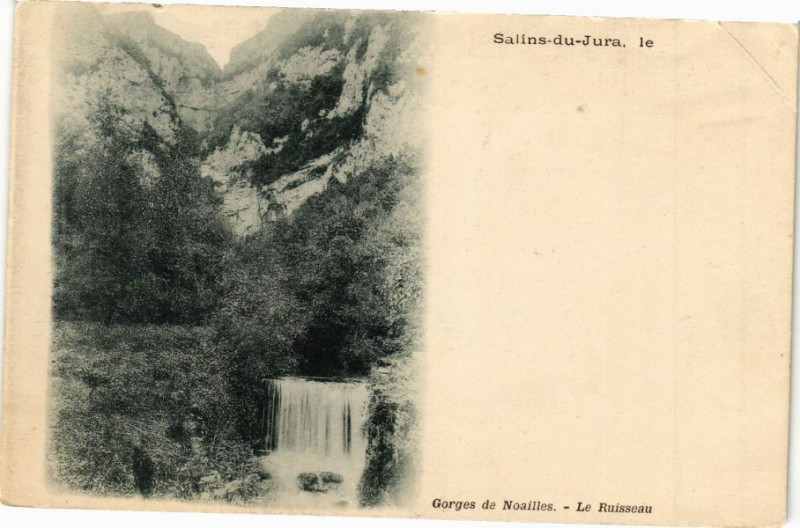 Carte postale ancienne Salins du Jura-Gorges de Noailles-Le Ruisseau