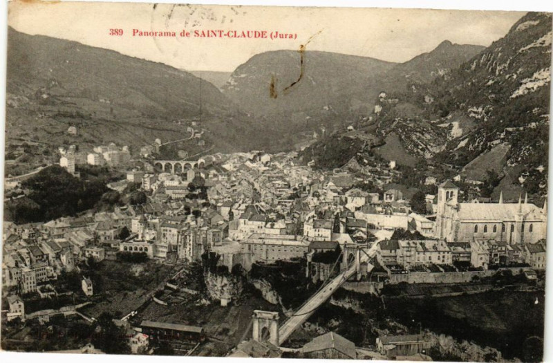 Carte postale ancienne Panorama de Saint-Claude à Saint-Claude