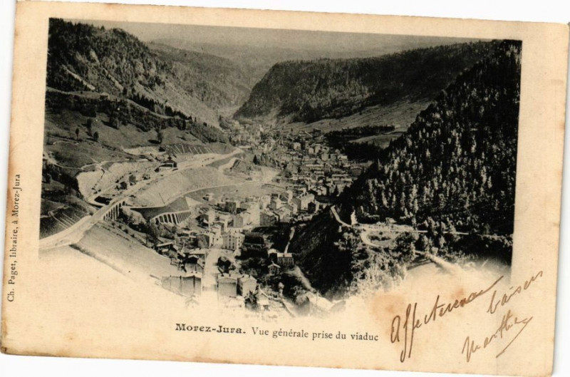 Carte postale ancienne Morez-Jura-Vue générale prise du viaduc