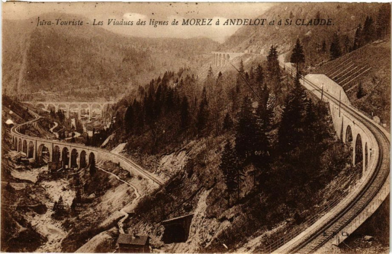 Carte postale ancienne Jura-TouriSainte-Les Viaducs des lignes de Morez a Andelot à Our