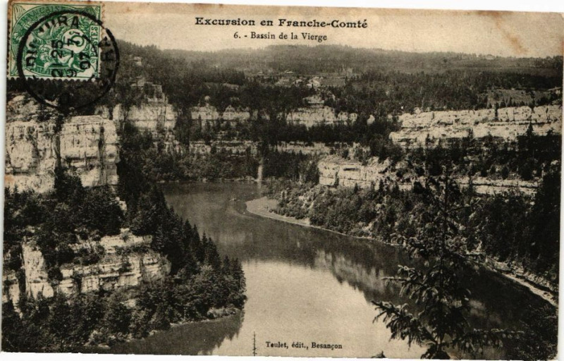 Carte postale ancienne Excursion en Franche-Comté-Bassin de la Vierge