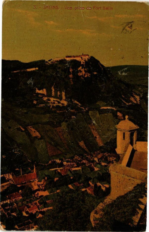 Carte postale ancienne Salins-Vue prise du Fort Belin