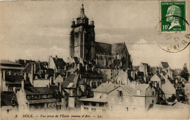 Carte postale ancienne Dole -Vue prise de l'Ecole Jeanne d'Arc à Dole
